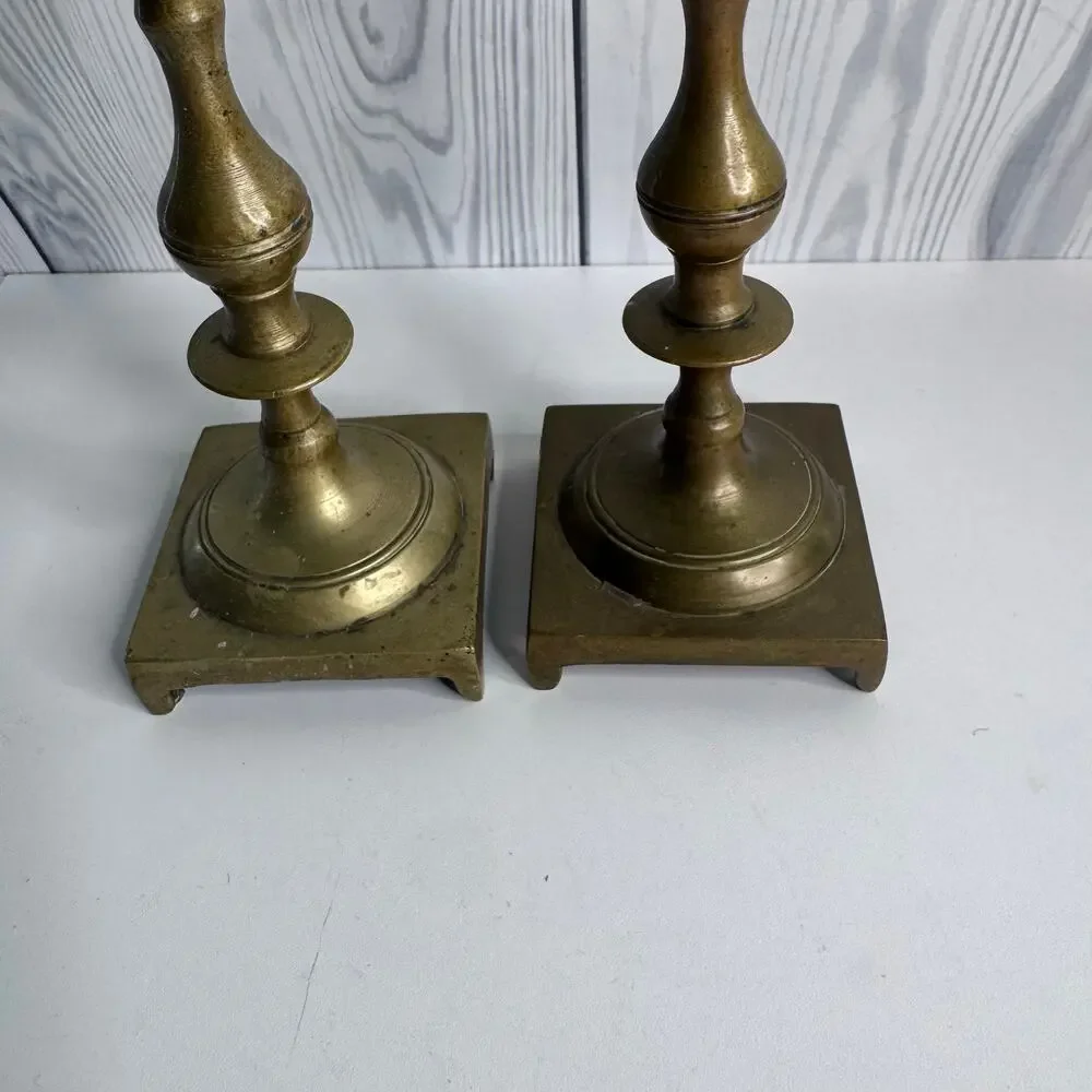 Vintage Pair Brass Candlesticks Holders Home Decor House Office MCM Mid Century